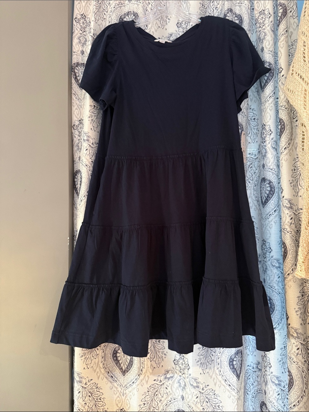 Time and Tru Black Tiered Short-Sleeve Dress